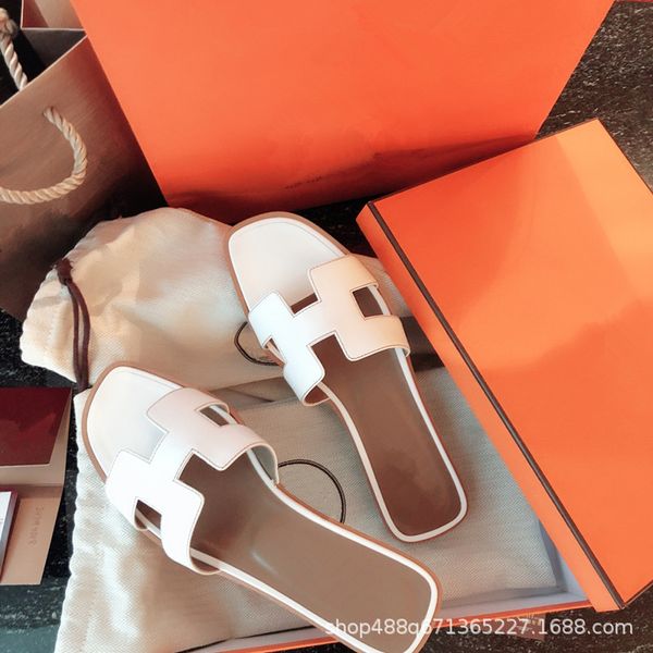 

slippers sandals2021 summer new h-trawl red fashion flat bottom with source, Black