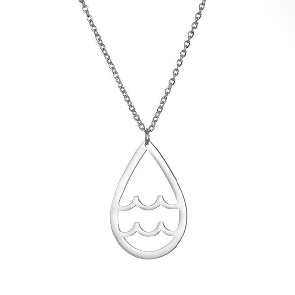 

pendant necklaces zgn003 selling 2021 latest design geometric retro necklace stainless steel wave shape charm exquisite for gift, Silver