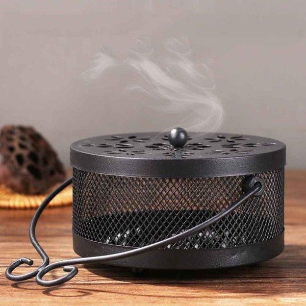 

fragrance lamps iron fireproof mosquito coil box classical sandalwood stove household with lid large tray chinese style disc