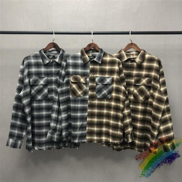 

men's jackets represent split flannel shirt 20fw men women mixed check design shirts slightly oversized blouse, Black;brown