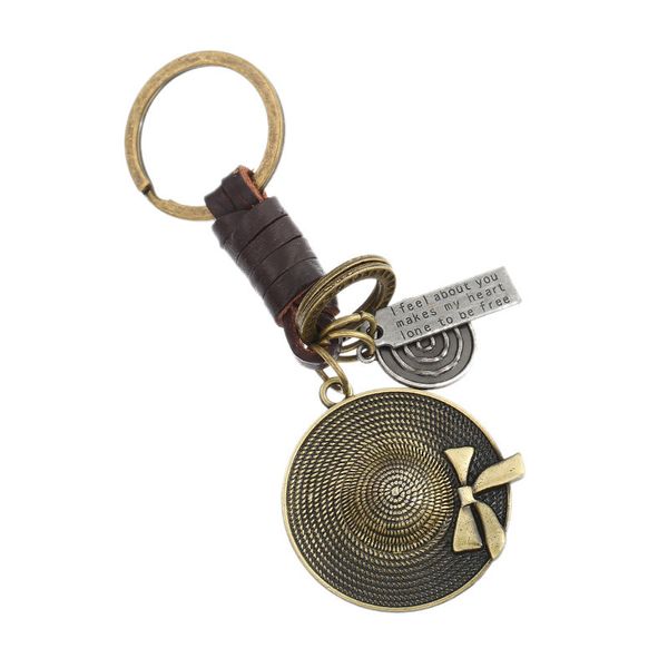 

key rings men's chain leather creative small gift hat, Slivery;golden