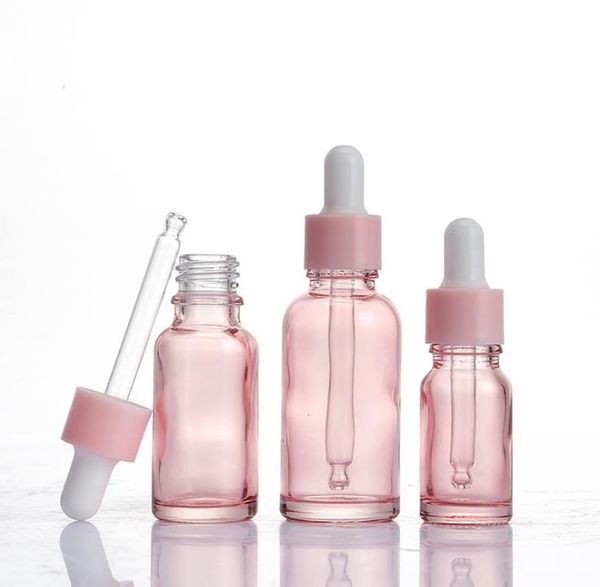 

10ml 20ml 30ml pink glass dropper bottle essential oil liquid reagent bottles cosmetics packaging containers sn3071