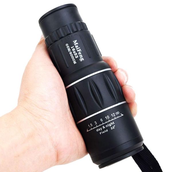 

telescope & binoculars portable hunting monocular 16x52 zoom field sports night vision dual focus telescopio 16x with mirror cover