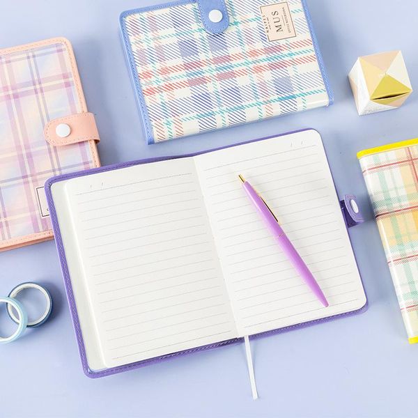 

portable evc soft notebook japanese jk simple light buckle diary planner stationery supplies ruled 96sheets notepads, Purple;pink