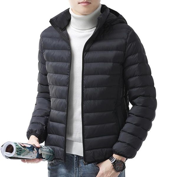 

men's down & parkas winter jacket filled with light cotton lining and zipper, Black