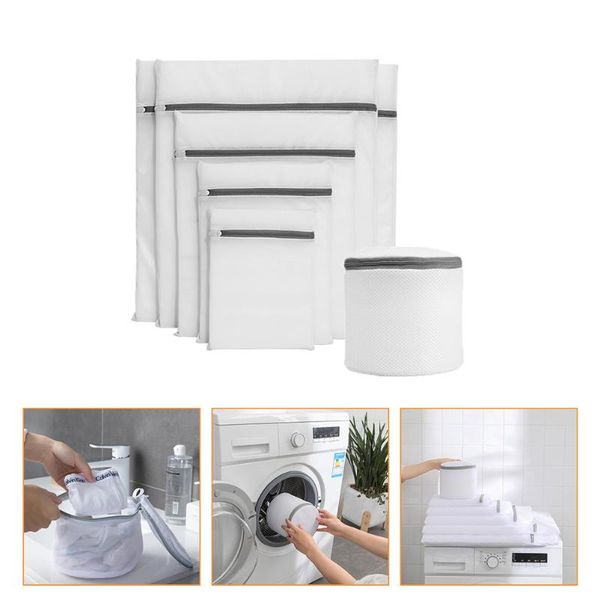 

laundry bags 1 set 6pcs home travel wash practical (white)