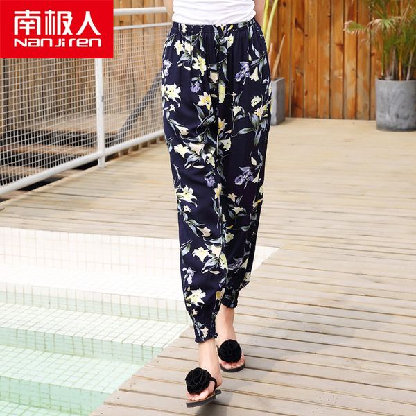

nanjiren night wear women pajama pants home pajama sleep panties summer pants to prevent mosquito bites night pants lounge 210319, Black;red