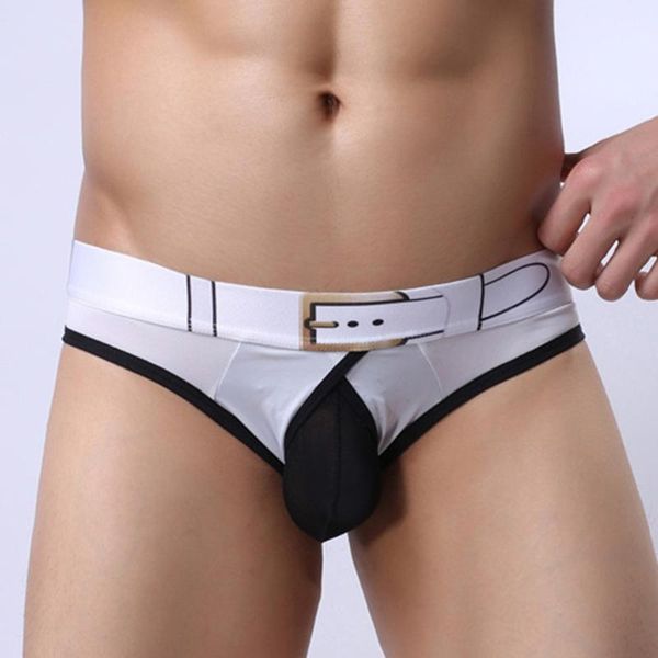 

underpants men fashion printing breathable ice silk briefs underwear funy gays clothes sissy pantied shorts bottom boxer male lingerie, Black;white