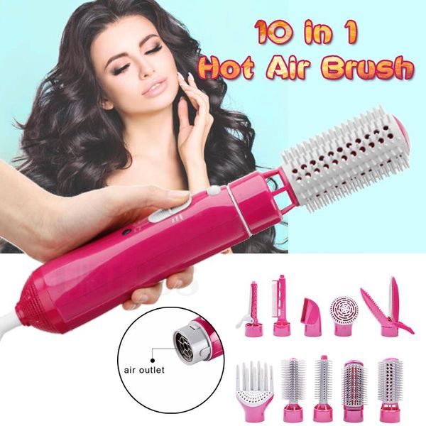 

electric hair brushes 10 in 1 dryer 850w curl and volumize all one air kit comb straightener curling iron aluminum bristle brush