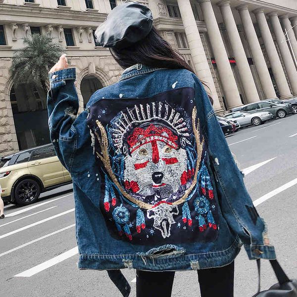 

women's jackets jean jacket turn-down collar denim blue casual woman women's clothes outwear bk56, Black;brown