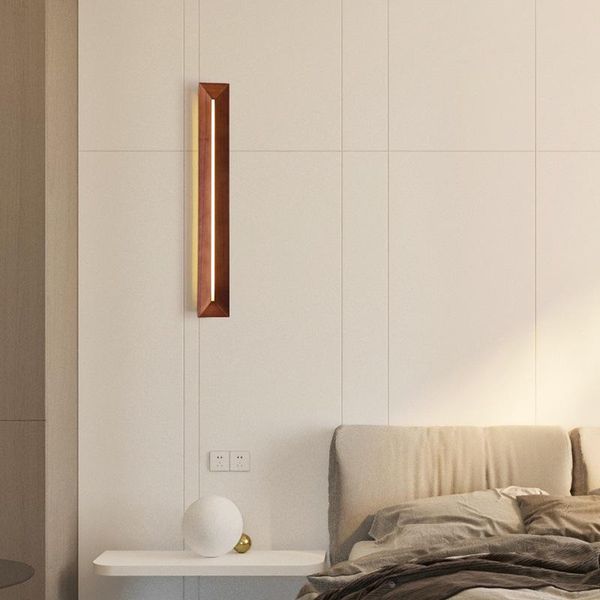 

wall lamp modern and minimalist led solid wood nordic design art bedroom headboard decor ac 220v warm white light
