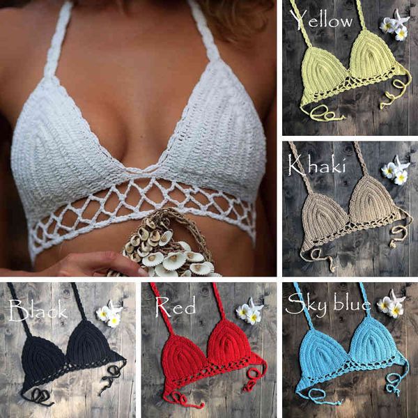 

summer 2019 crochet bikini coat hollow suspender bra vest pants