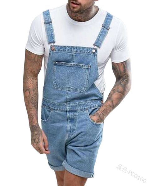

men shorts multicolor grind white washed pocket zipper youth casual high street smid-waist denim straight strap shorts x0621, Blue