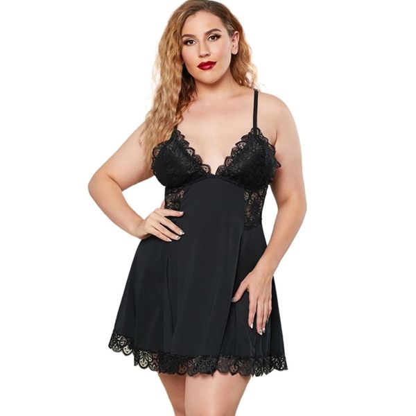 

dm dress large pajamas women's contrast lace stitching underwear set, Black;white