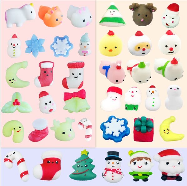 Squishy Toys Christmas Sensory Finger Spremere Pupazzo di neve TPR Colla morbida Piccolo animale Cute Pet Doll Giocattolo divertente Squishies Bambini Antistress Decorazioni per feste