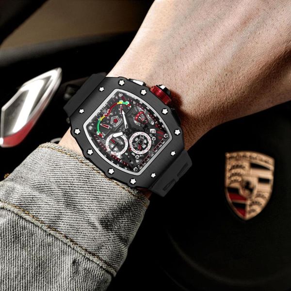 

wristwatches big dial sport watch men chronograph quartz military mens watches gold clock hip hop reloj relogio montre homm, Slivery;brown