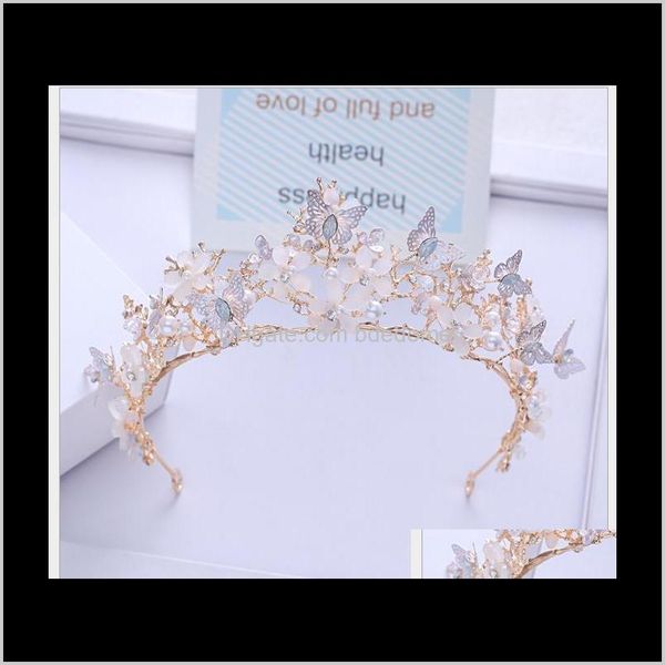 

hair jewelry drop delivery 2021 korean hairdress wedding dress aessories butterfly flower princess crown headdress ohi7q, Slivery;golden