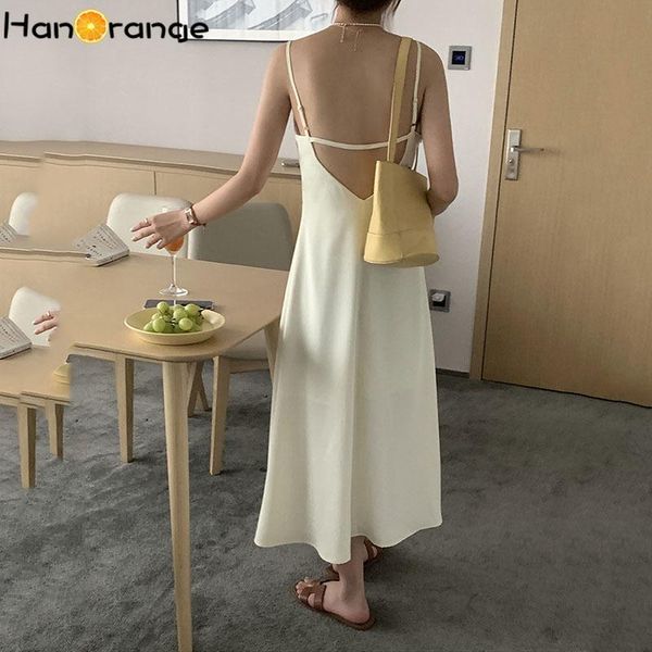 

casual dresses hanorange v-neck halter strap dress female 2021 summer mid-length sleeveless, Black;gray