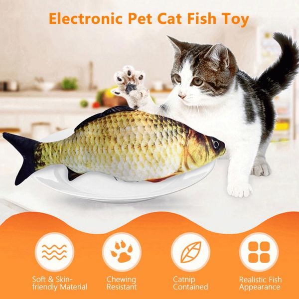 

cat fish toy interactive simulation chewing playing 3d electric usb charging toys for cats pet supplies hippin