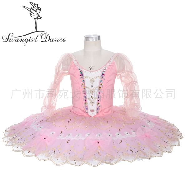 

child pink fairy doll variation professional ballet tutu cosutmes competition pancake tutu bt4072, Black;red