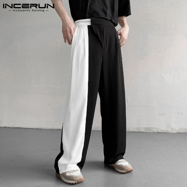 

men's pants 2021 men casual joggers patchwork baggy streetwear korean straight trousers fashion leisure pantalones hombre 5xl incerun, Black