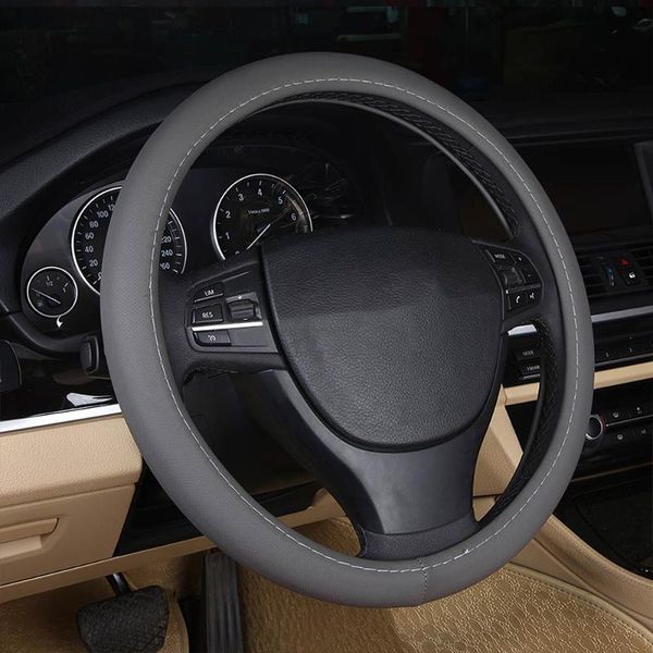 

steering wheel covers 1 set 38cm car cover protective universal leather steering-wheel case with needles and thread styling