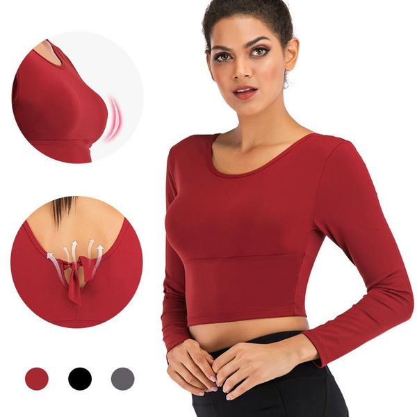 

yoga outfits 2021 suit autumn winter quick dry running fitness jiafu long sleeve sports t-shirt for women, White;red