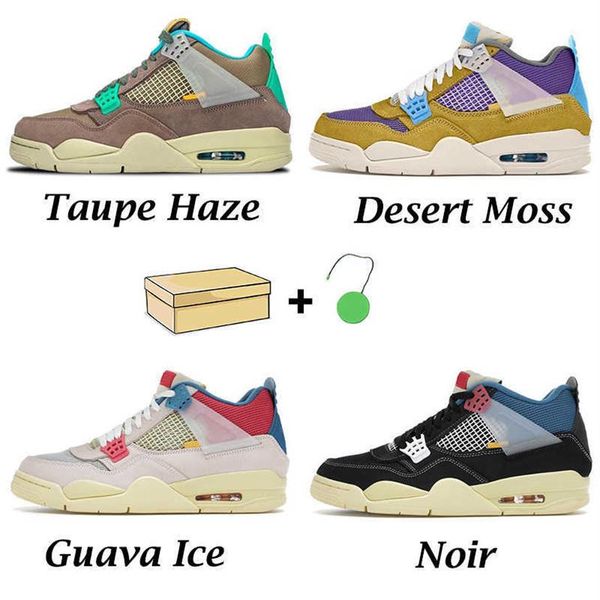 

men basketball shoes 4s jumpman 4 union 30th anniversary desert moss taupe haze noir guava ice mens trianers sports sneaker size 7-13a37