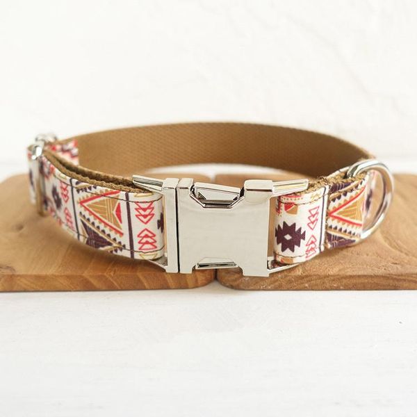 

national style thicken leash collar for large medium and small dogs polyester brown print puppy necklace pets accessories dog collars & leas
