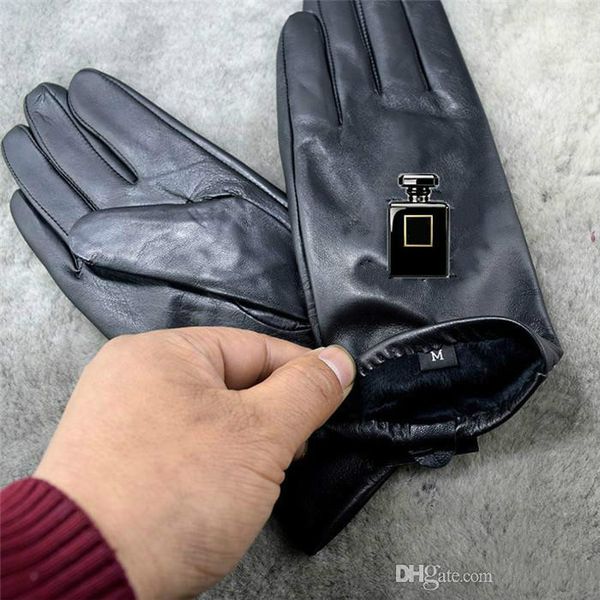 

2021 europe and the united states winter warm sheepskin gloves ladies new brand points to add leather gloves wholesale, Blue;gray