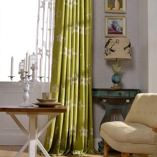 

curtain & drapes style star cotton curtains for living room embroidered decorative yarn bedroom american design