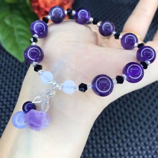 

10mm natural energy stone strands beaded charm bracelets for women girl lover wedding birthday party club jewelry, Black