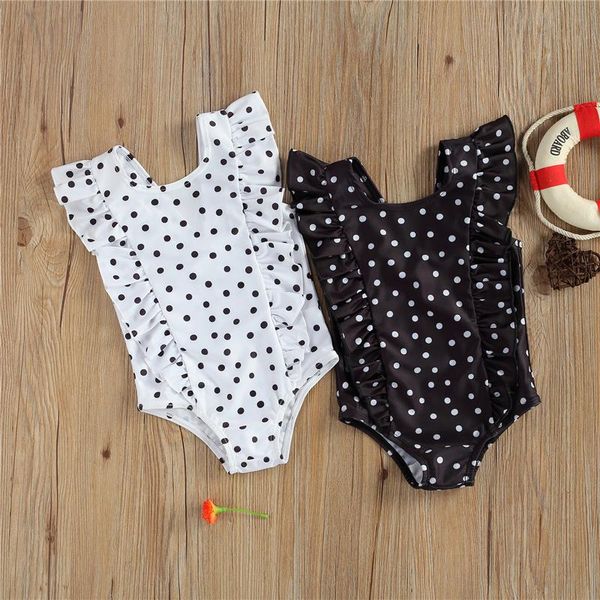 

fashion kid baby girl bikini swimsuit one-piece black/white wave point sleeveless bodysuit swimwear swimming bathing suit one-pieces