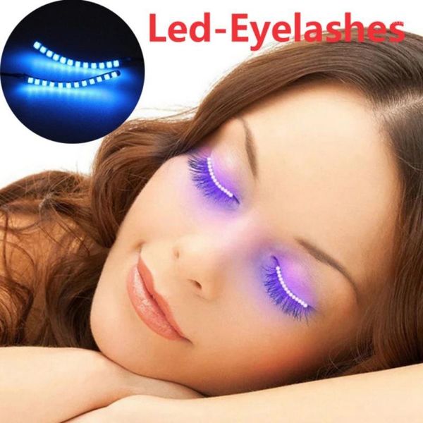 

cool creative halloween led light false eyelashes lamp double eyelid sticker nightclub party electronic eye lashes face makeup1