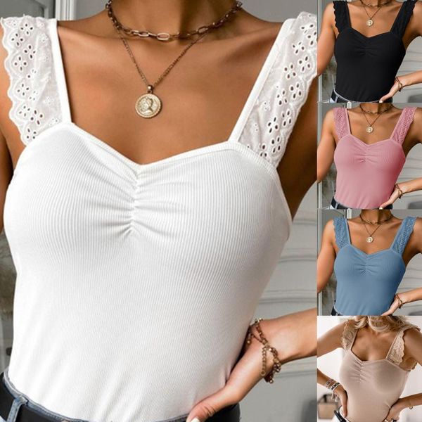 

women's tanks & camis summer women wide strap short camisole lace up halter suspenders backless crop basic tank, White
