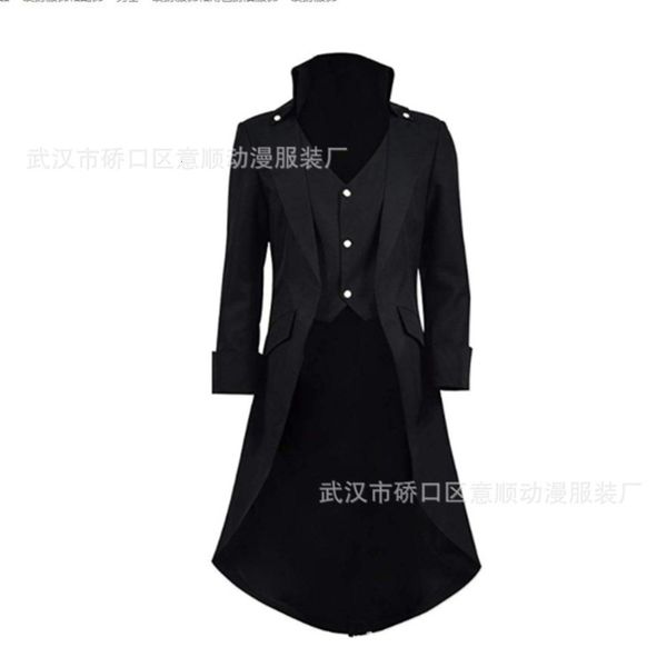 

wear medieval men's medium length punk tuxedo for men, Black;gray