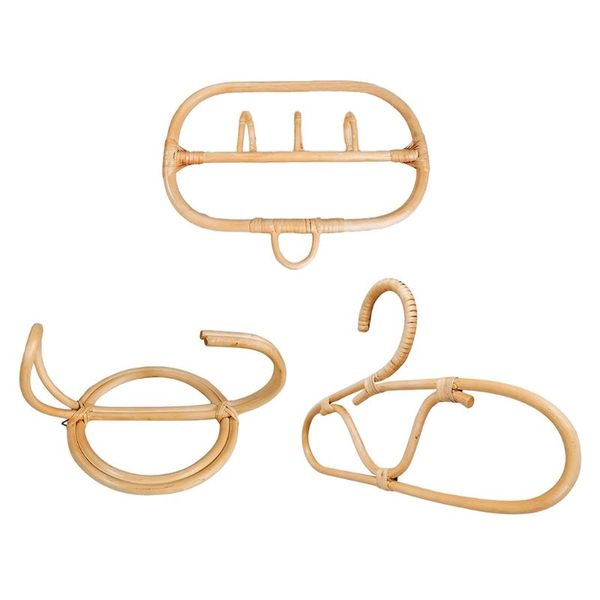 

nordic natural rattan wall hooks clothes hanger hanging hat coat organizer rack home kids room decoration hangers & racks
