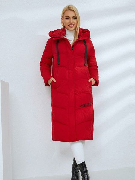 

miegofce letter graphic zip up drawstring hooded puffer coat p849#, Black