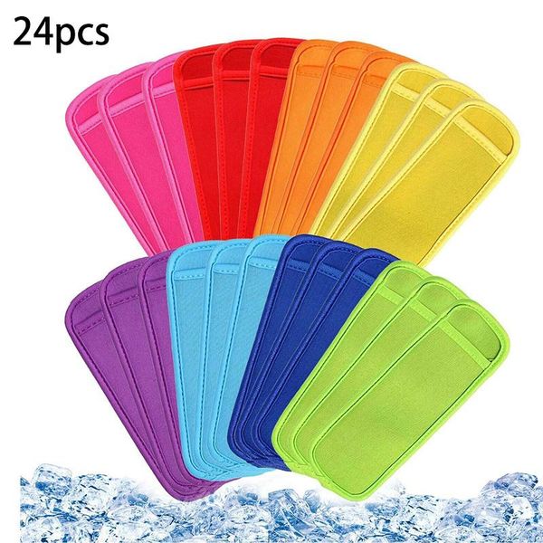 

baking moulds 24 pack 8 colors reusable sicle bags stretchy ice sleeves set antiing covers holder