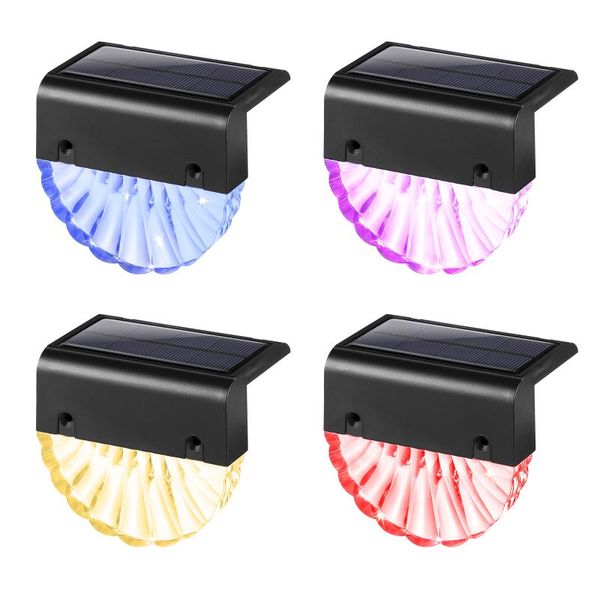 

solar lamps osaladi 4pcs ip65 waterproof led stair light warm white color changing powered step lamp for garden backyard