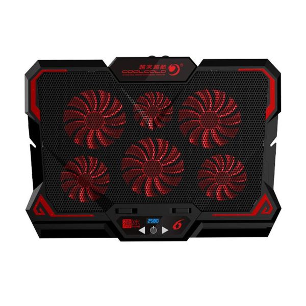

portable gaming lapcooler cooling pad w/ 6 quiet led fans for 13-17 inch notebook adjustable stand drop pads