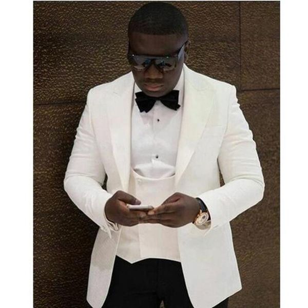 

design fashion ivory formal men suit slim fit tuxedo prom party wedding groom tuxedos three pieces men's suits & blazers, White;black