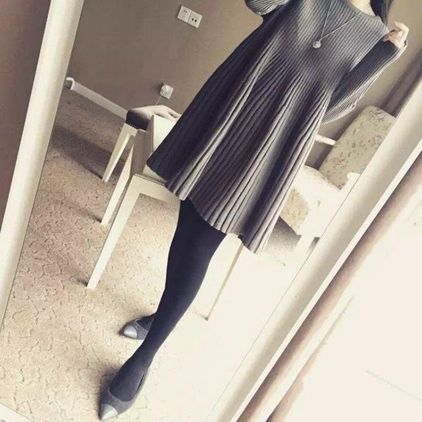 

xiaomujin maternity dresses autumn winter sweater fashion l-3xl women clothing bottoming long-sleeved dress pregnancy knitted, White