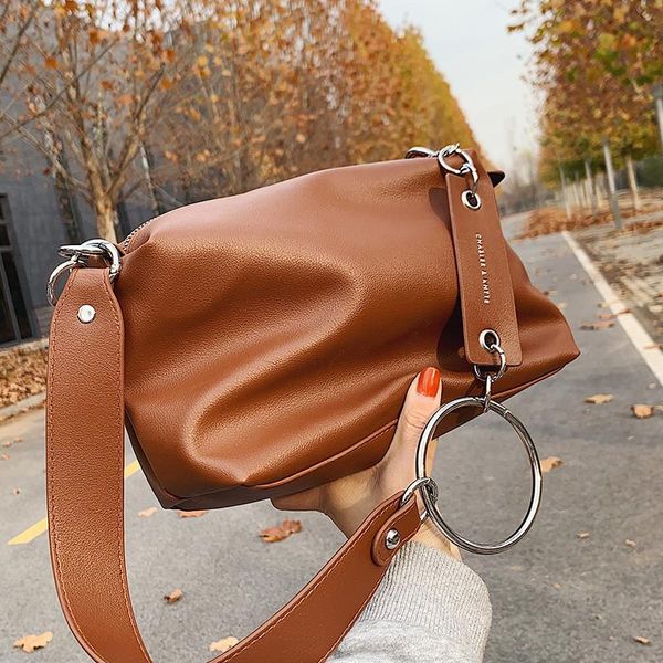 

evening bags vintage pu leather shoulder bag for women brand wide belt designer ladies handbags chain trendy hobos messenger