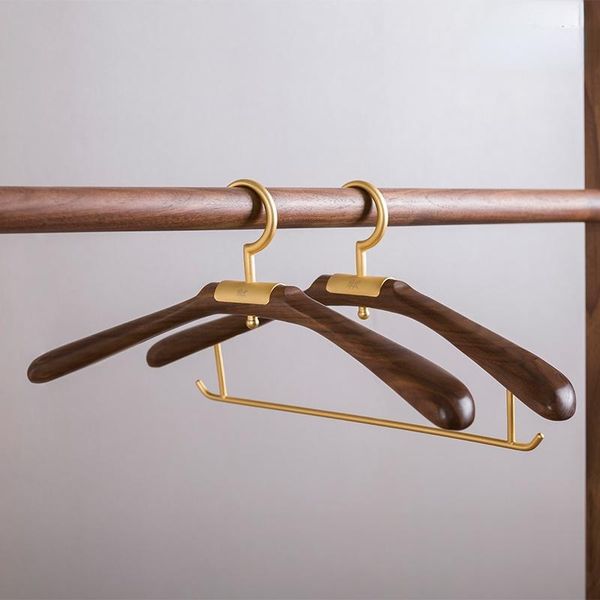 

hangers & racks gold charm tiancheng black walnut solid wood hanger seamless household clothes brass hook