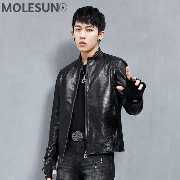 

men's leather & faux akoosun genuine sheepskin jacket men motorcycle 2021 korean style coat short clothes chaquetas hombre lxr837, Black