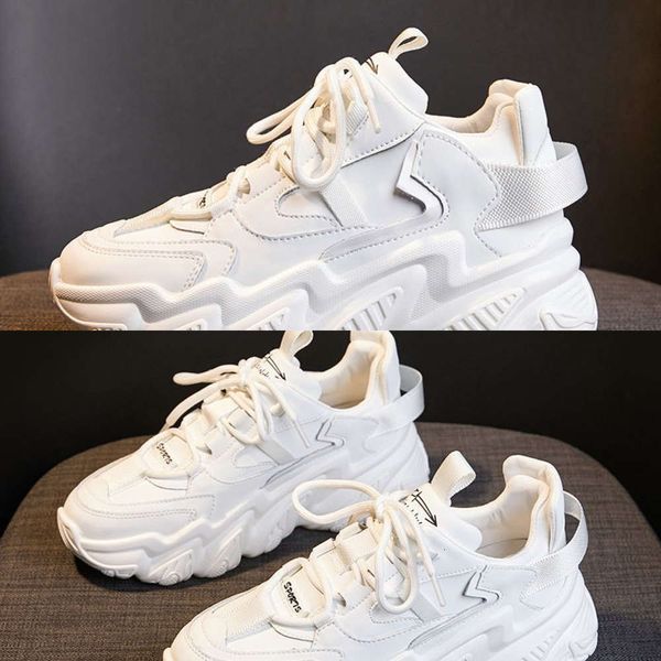 

Casual shoes White daddy shoes women's fashion 2021 spring new leisure thick sole inside height show foot small light sports R7JM, White inner high single lane