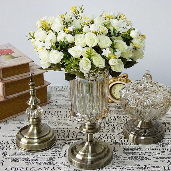 

heads/bouquet artificial rose flowers small bud silk roses simulation green leaves home wedding bridal autumn decora decorative & wreaths