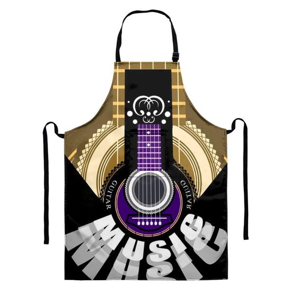 

fashion guitar print kids adjustable apron polyester waterproof with pocket for home kitchen baking cleaning aprons