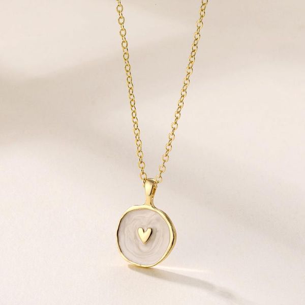 

pendant necklaces fashionable geometric round women's necklace heart-shaped collarbone chain wholesale korean jewelry party gift, Silver